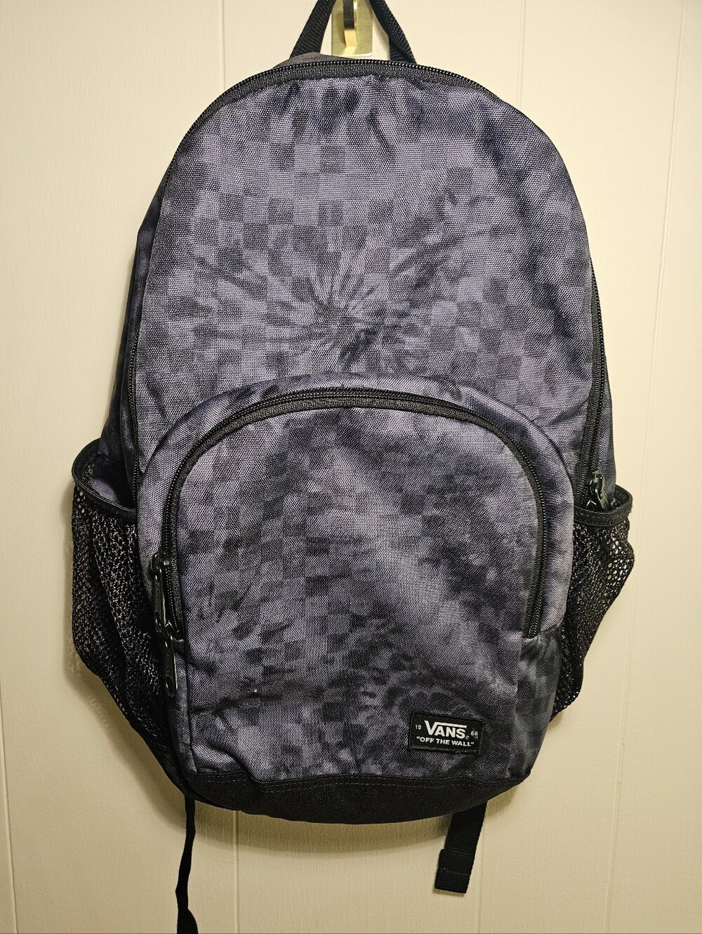 Vans Men's Black and Gray Tie-Dye Checker Backpack
